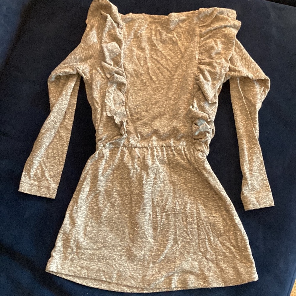 Heather Gray ruffle detail dress with drawstring cinch waist Size 6 - Picture 5 of 5